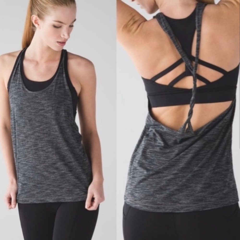 Lululemon Twist and Toil Tank Bra Heathered Black